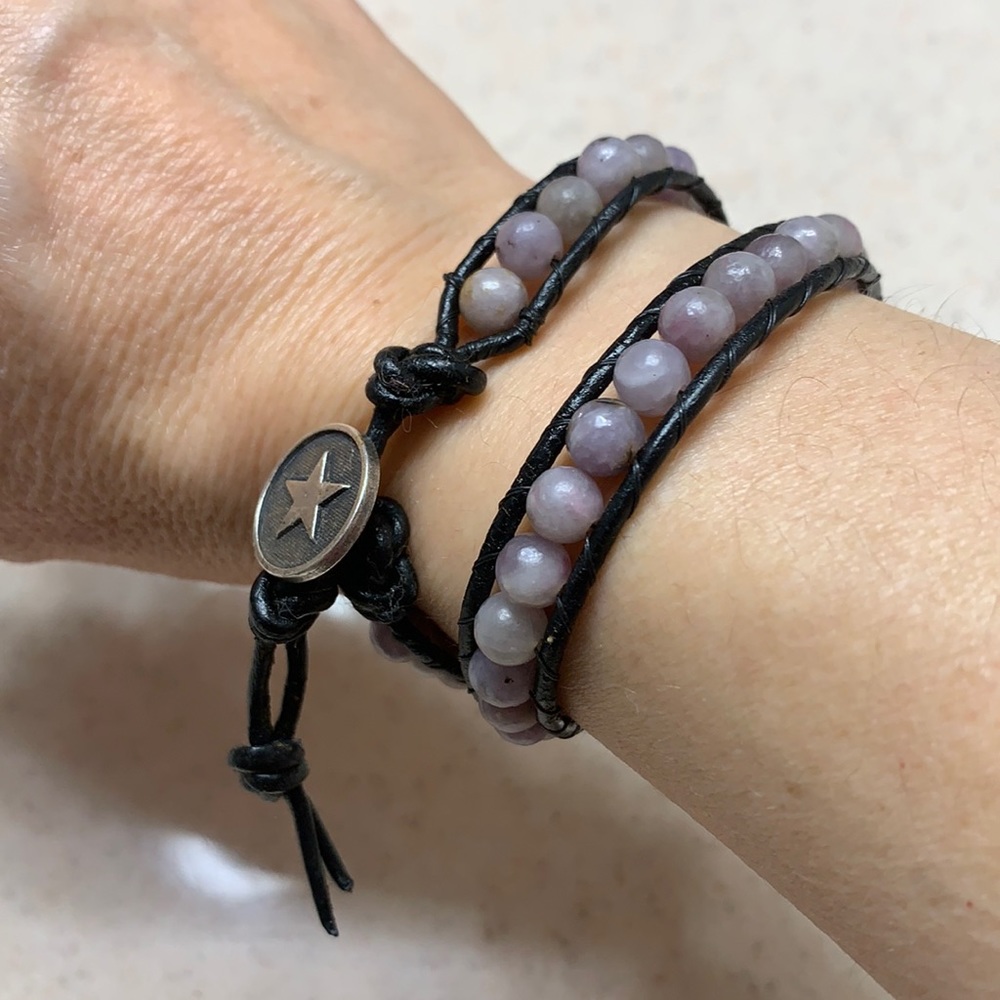🌷3 for $25🌷Handmade, US OS, Mauve Lilac Stone Double Wrap 6mm Gemstone Bracelet